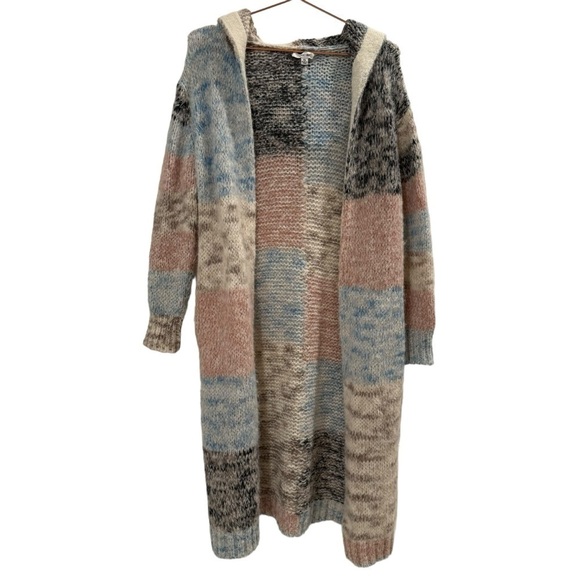 JOHNNY WAS Painted Lady Open Front Hooded Alpaca Blend Duster Cardigan XS VGUC - Picture 5 of 8